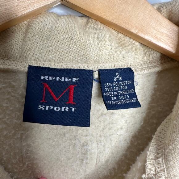 Renee Sport Women's Vintage Yellow‎ 1/4 Zip Floral Embroidered Sweatshirt Size S - Picture 5 of 9